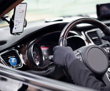 Usage a mobile app in taxi car by driver